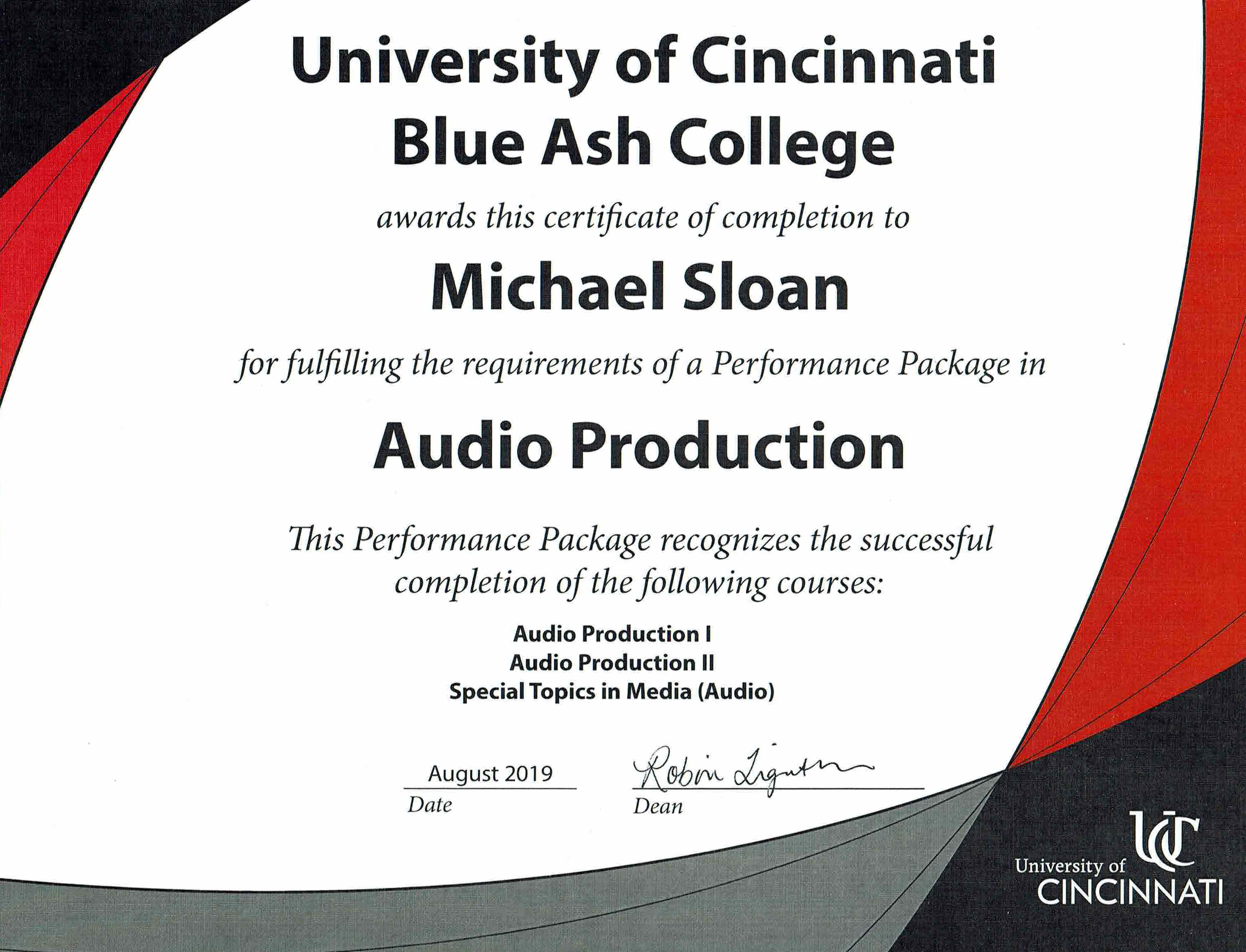 Audio Production Certificate